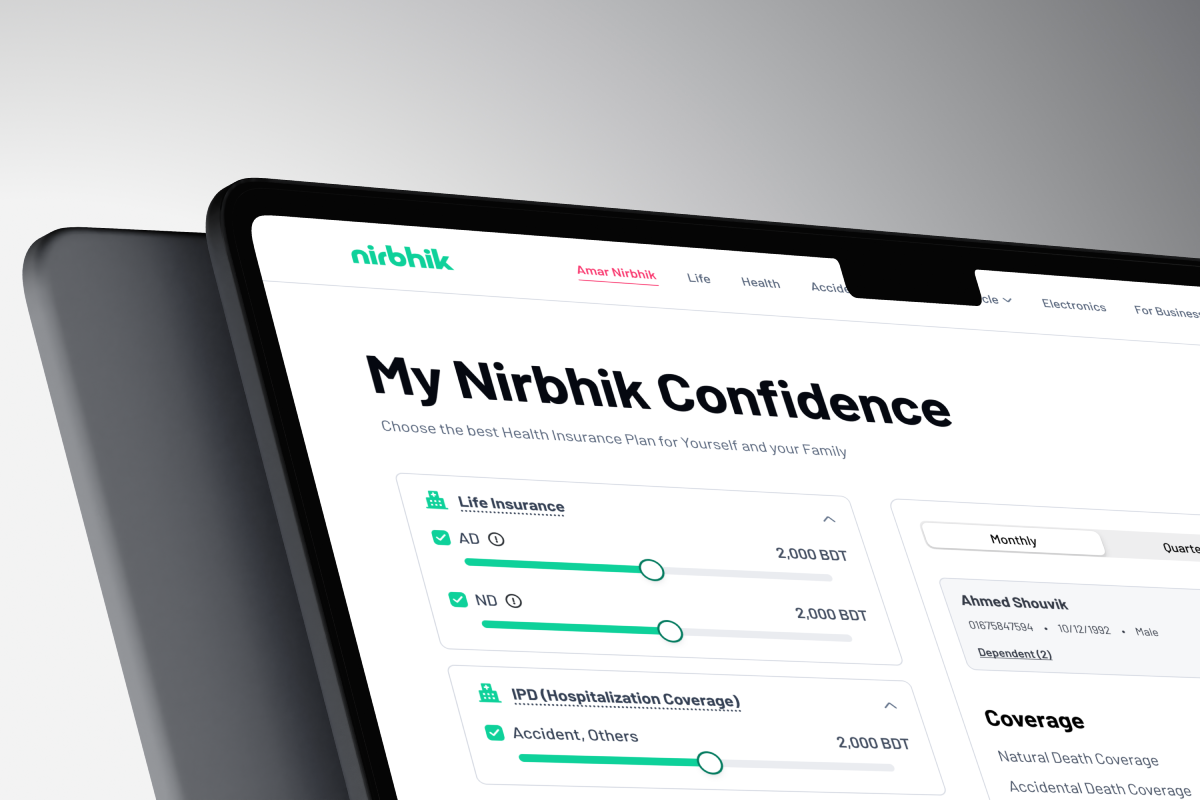 My Nirbhik Confidence coverage planner on tablet